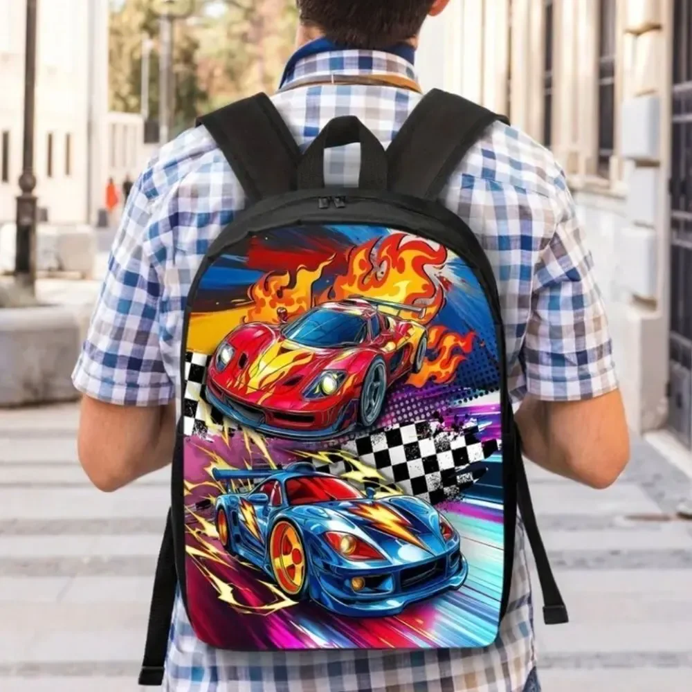 Racecars Fire Finishline Bookbag/Backpack Lunch Bag Pencil Case Set